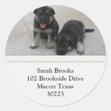 German Shepherd Puppy Address Labels Round Sticker
