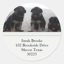 German Shepherd Puppy Address Labels Sticker