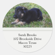 German Shepherd Puppy Address Labels Round Stickers