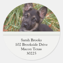 German Shepherd Puppy Address Labels Stickers