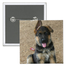 German Shepherd Puppy Square Pin