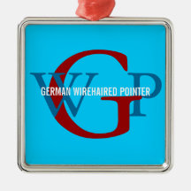 German Wirehaired Pointer Monogram Christmas Ornament