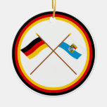 Germany & Bayern Crossed Flags Christmas Ornaments