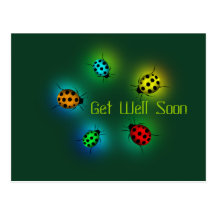 Get Well Soon Pretty Ladybugs Postcard