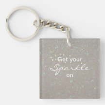 Get your Sparkle on - pink faux glitter key chain