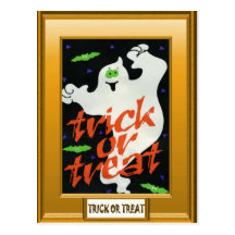 Ghost trick or treat postcard