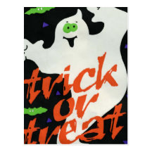 Ghostly Trick or treat Post Card