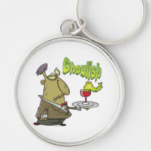 ghoulish creepy waiter serving drinks key chain
