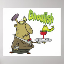 ghoulish creepy waiter serving drinks poster