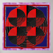 Giant Red Black Silver Line Live Chakra Mandala Print