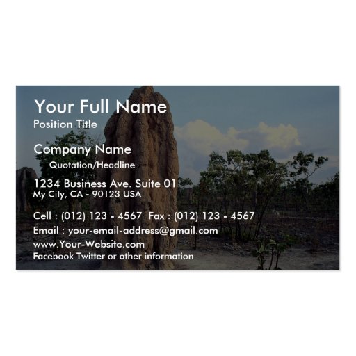 Giant termite mound, Northern Territory, Australia Business Cards
