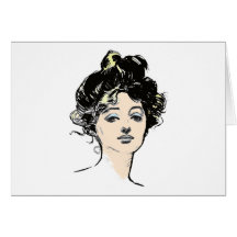 Gibson Girl Head Designs Greeting Card