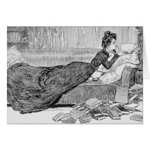 Gibson Girl Reading a Book Greeting Card
