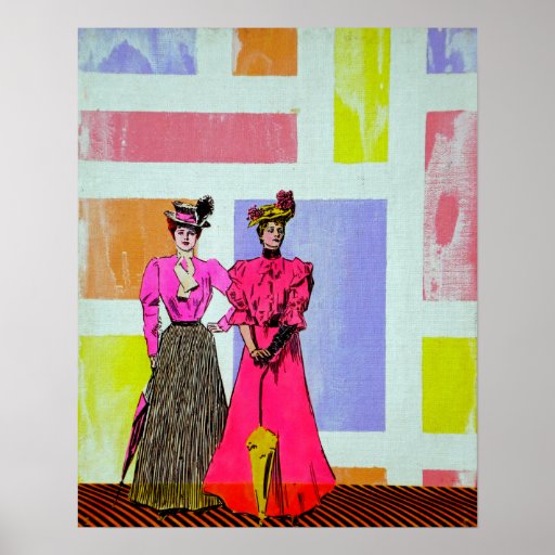 Gibson Girls in a Mondrian Pattern Posters