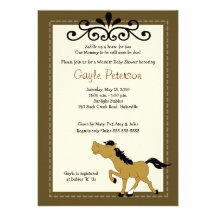 Giddy Up Horse Cowgirl 5x7 Baby Shower Invitation
