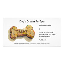 Gift certificate card for dog business groomer spa photo cards