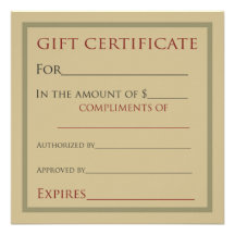 Gift Certificates For Businesses Custom Invites