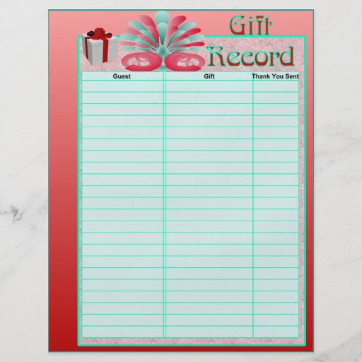 Gift Register Pages For Wedding Album Full Color Flyer