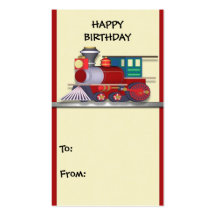 Gift Tag Train Happy Birthday Business Card Template