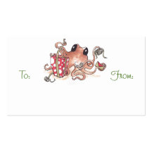 Gift-wrapping Octopus Gift Tags Business Card Template