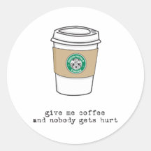 gimme coffee round sticker
