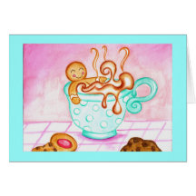 Gingerbread Boy Christmas Coffee Greeting Card
