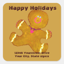 Gingerbread Cookies return address Square Stickers