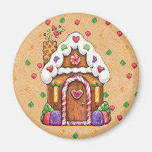 Gingerbread House - Candy House Refrigerator Magnets