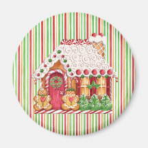 Gingerbread House & Gumdrops Fridge Magnet