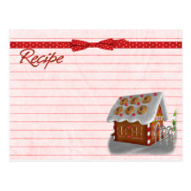 Gingerbread house recipe card postcard