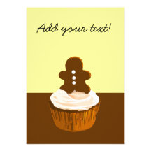 Gingerbread man cupcake invitation