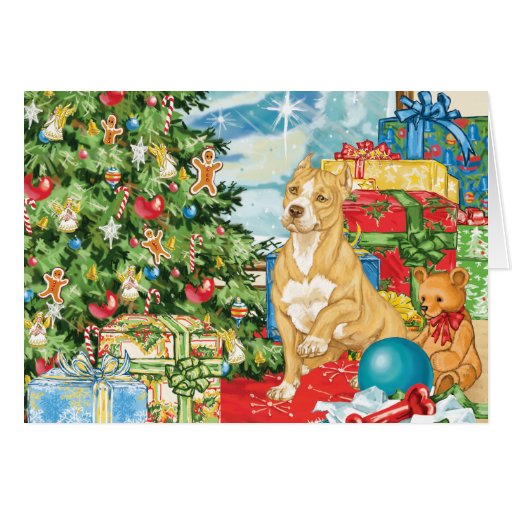 Gingerbread Wishes Pit Bull Terrier Christmas Art Greeting Card