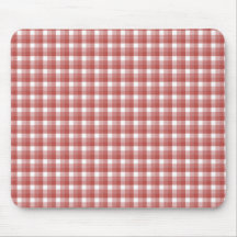 Gingham check pattern. Red and White. Mouse Pads