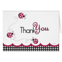 Gingham Ladybug Thank You Card