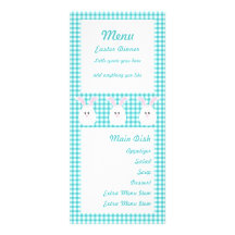 Gingham Rabbit Menu Card Personalized Rack Card
