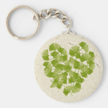 Ginkgo Leaf Heart Keychain