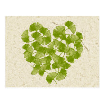 Ginkgo Leaf Heart Post Card
