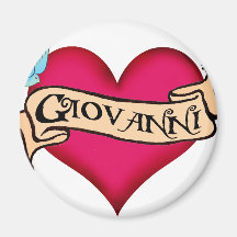 Giovanni - Custom Heart Tattoo Fridge Magnet