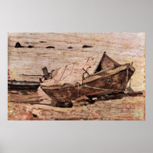 Giovanni Fattori - beach with small boat Poster