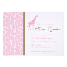 Giraffe Baby Shower Invitation - Girl