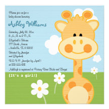 Giraffe Baby Shower Invitations