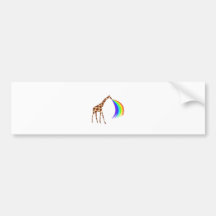 Giraffe barfing a rainbow bumper stickers