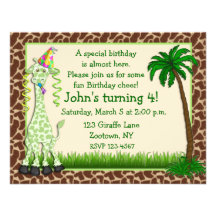 Giraffe Birthday Invitation
