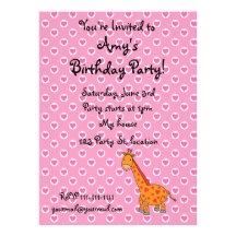 Giraffe birthday invitations