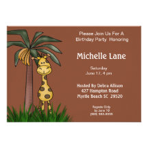 Giraffe  Birthday Party Invitations