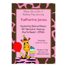 Giraffe Birthday Party Invitations