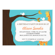 Giraffe Birthday Party Invite