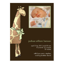 Giraffe Brown/Green • Birth Announcement Postcard