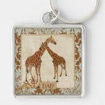 Giraffe Dad Damask Keychain