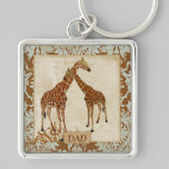 Giraffe Dad Damask Keychain keychains